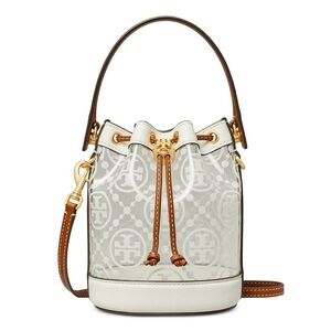 Tory Burch Mini T Monogram Clear Bucket Bag